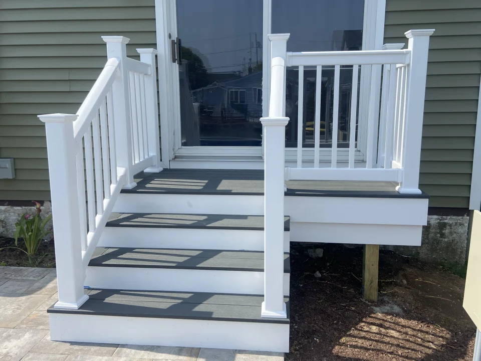 new back patio with vinyl fencing nassau county